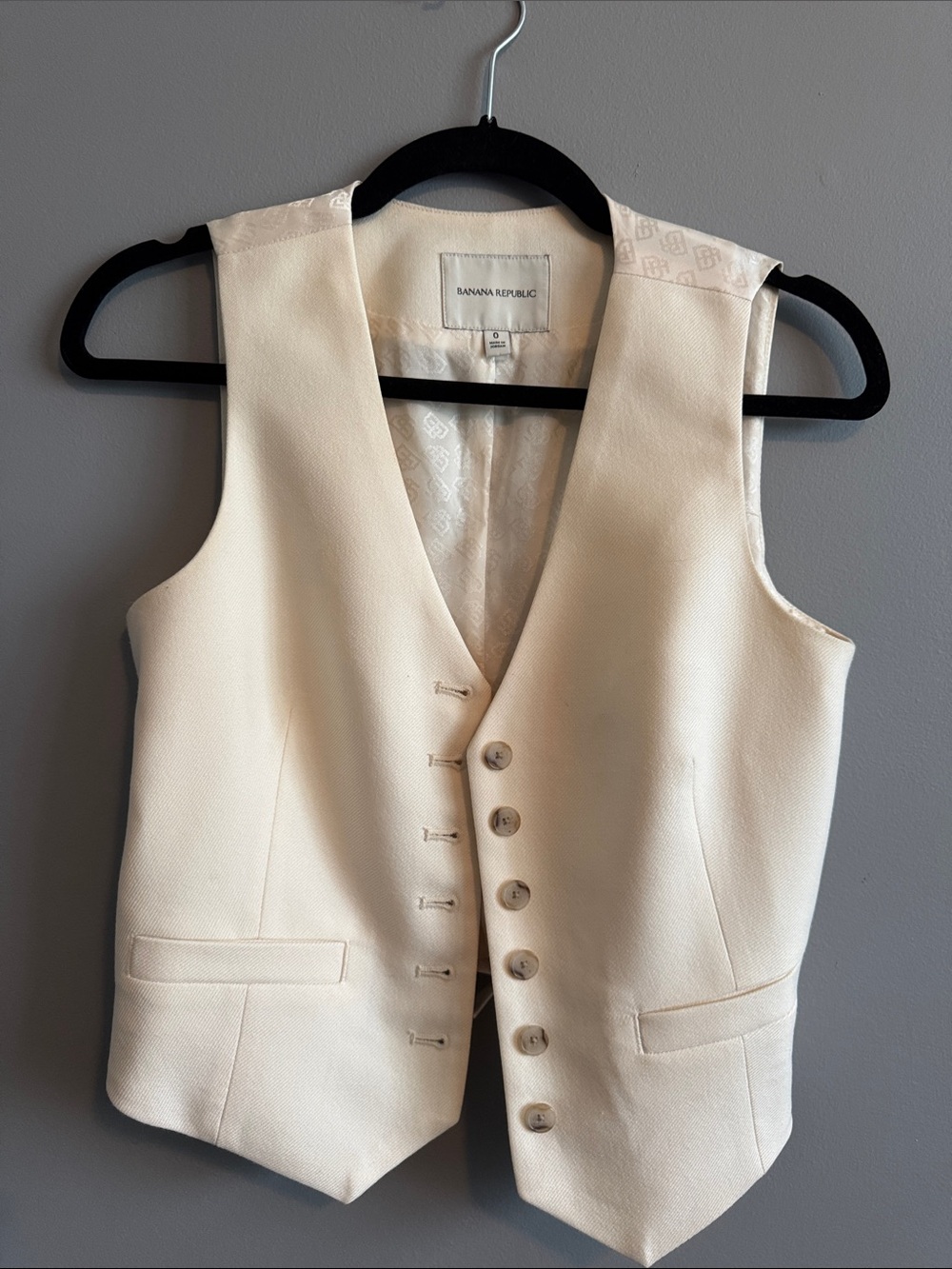 Banana Republic Cream Button-Up Tailored Vest